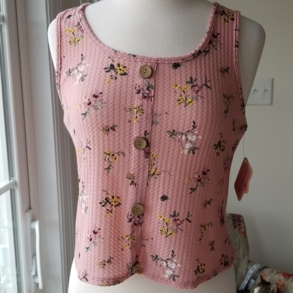 #LOVEWINS Tops - #Lovewins Pink Floral TankTop with Buttons